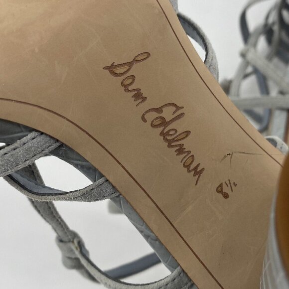 SAM EDELMAN Size 8.5 Cloud Blue Leather Daffodil Strappy Heeled Sandal - Picture 8 of 10